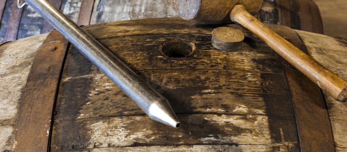 WHISKY THIEF or VALINCH. Used as a pipette by the master distiller to extract a sample of whisky from a barrel for sampling or quality control.